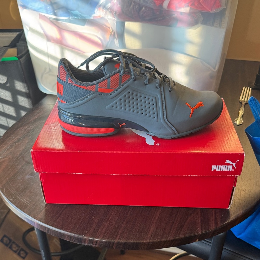 Puma Men's Charcoal and Orange Athletic Shoes